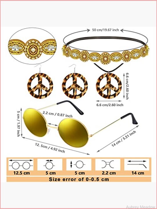 Hippie Fringe Vest Costume Set with Earrings Headband Necklace Sunglasses main image 6